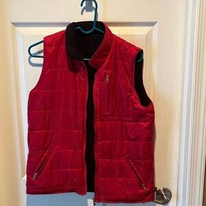 Red Quilted Vest - reversible black fleece inside
